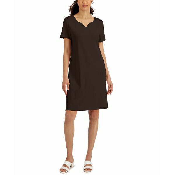 ケレンスコット レディース ワンピース トップス Women's Cotton Split-Neck Dress, Created for Macy's Chocolate