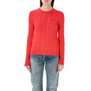 ラルフローレン レディース ニット&セーター アウター Cable-knit Cotton Crewneck Sweater IBISCUS RED