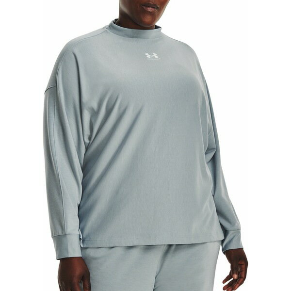 A_[A[}[ fB[X p[J[EXEFbgVc AE^[ Under Armour Women's Rival Terry Oversized Plus Crewneck Sweatshirt Harbor Blue