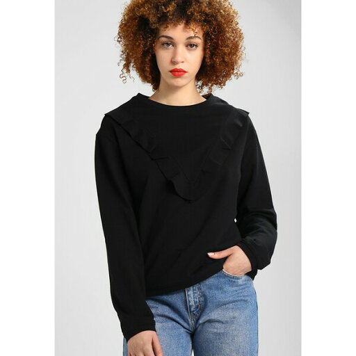 アーバン クラシックス レディース パーカー・スウェットシャツ アウター LADIES TERRY VOLANT CREW - Sweatshirt - black アーバン クラシックス レディース パーカー・スウェットシャツ アウター LADIES TERRY VOLANT CREW - Sweatshirt - black