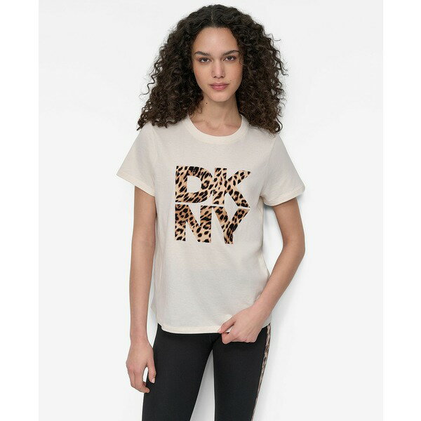 ダナ キャラン ニューヨーク レディース Tシャツ トップス Women's Stacked Animal Print Crew Neck T-..