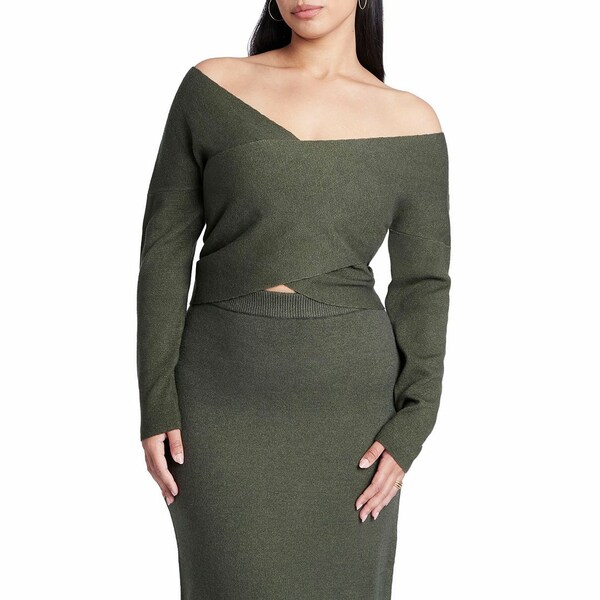 asty㤨֥ ǥ ˥å&  Women's Plus Size Wrap Front Cropped Sweater Green jacket heatherפβǤʤ18,980ߤˤʤޤ