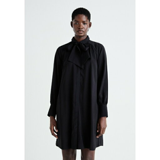 ヤス レディース ワンピース トップス YASPIL BOW SHIRT DRESS - Shirt dress - black ヤス レディース ワンピース トップス YASPIL BOW SHIRT DRESS - Shirt dress - black