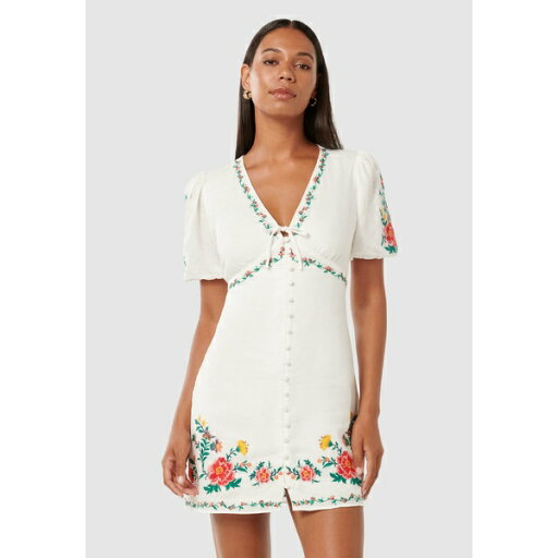 フォーエバー ニュー レディース ワンピース トップス VEANNE EMBROIDERED - Day dress - white フォーエバー ニュー レディース ワンピース トップス VEANNE EMBROIDERED - Day dress - white