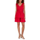 ケンジー レディース ワンピース トップス Women's Pleated Bow-Shoulder Fit & Flare Dress Red(4)