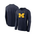 ジョーダン メンズ シャツ トップス Men's Navy Michigan Wolverines Primary Logo Long Sleeve T-Shirt Navy(4)