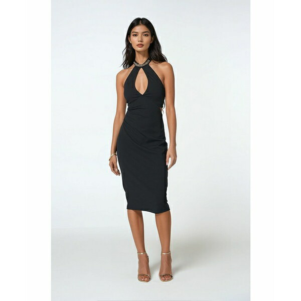 ベベ レディース ワンピース トップス Women's Cutout Choker Neck Midi Dress Black