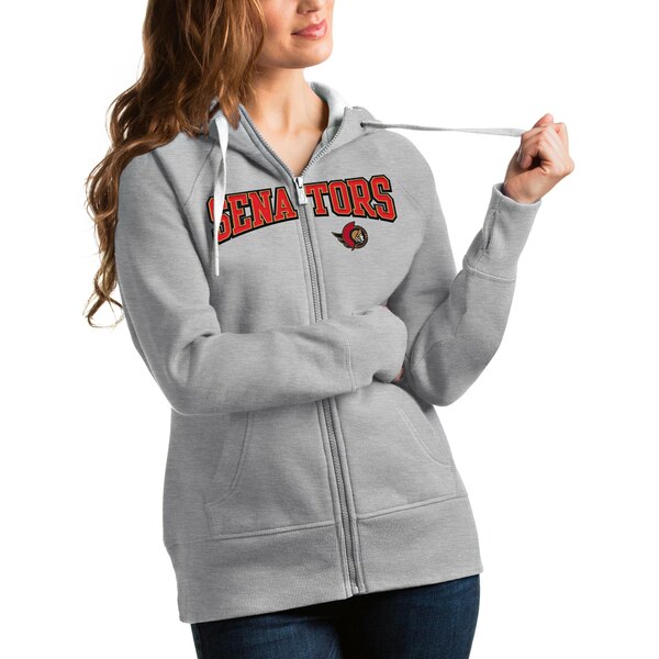 ƥ ǥ ѡåȥ  Ottawa Senators Antigua Women's Wordmark Victory FullZip Hoodie Heathered Gray