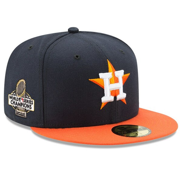 ニューエラ メンズ 帽子 アクセサリー Houston Astros New Era 2022 World Series Champions Road Side Patch 59FIFTY Fitted Hat Navy/Orange