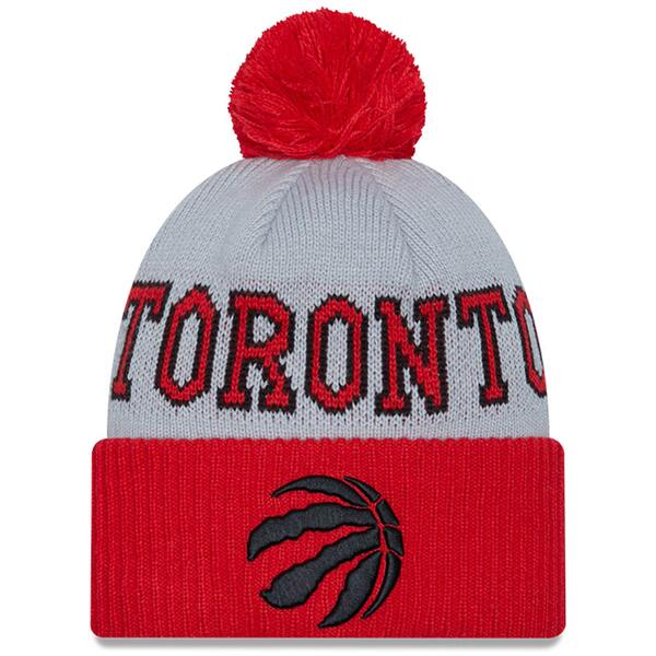 ニューエラ メンズ 帽子 アクセサリー Toronto Raptors New Era TipOff TwoTone Cuffed Knit Hat with Pom Red/Gray