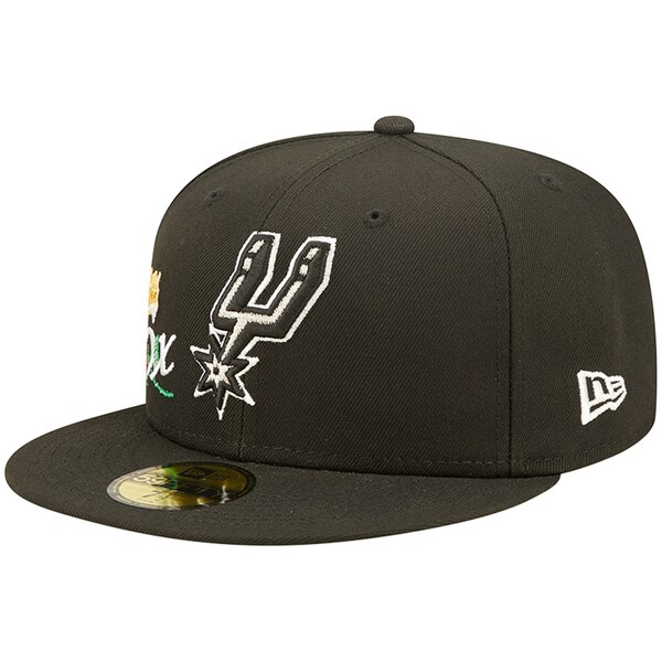 ニューエラ メンズ 帽子 アクセサリー San Antonio Spurs New Era 5x NBA Finals Champions Crown 59FIFTY Fitted Hat Black