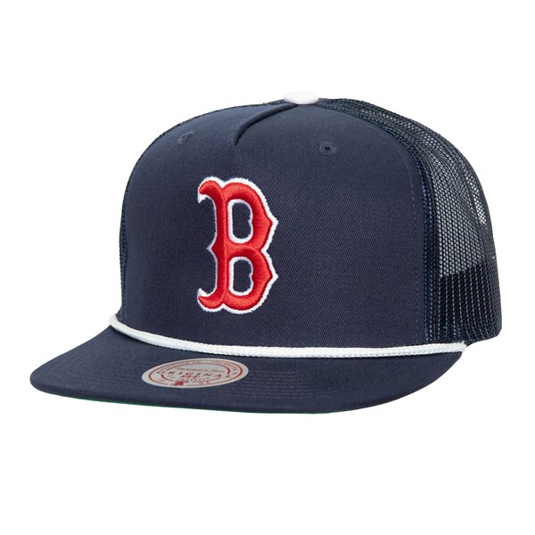 ~b`F&lX Y Xq ANZT[ Boston Red Sox Mitchell & Ness Rope Trucker Snapback Hat Navy