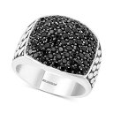 エフィー コレクション レディース リング アクセサリー EFFY® Men's Black Spinel Cluster Ring in Sterli...