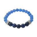 レガシー フォー メン バイ シモン アイ スミス レディース ブレスレット・バングル・アンクレット アクセサリー Dyed Black Lapis Lazuli (10mm) & Blue Agate (8mm) Men's Stretch Bracelet in Stainless Steel Stainless Steel