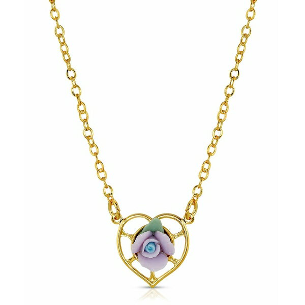 2028 fB[X lbNXE`[J[Ey_ggbv ANZT[ 14K Gold-Dipped Porcelain Rose Heart Necklace Lavender