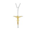 ブリング レディース ネックレス チョーカー ペンダントトップ アクセサリー Unisex Simple Christian Catholic Religious Jewelry Medium Traditional Jesus Crucifix Cross Necklace Pendant For Women Men Teen 2 Tone Gold Plated .925 Sterling Silver Two tone