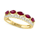 GtB[ RNV fB[X O ANZT[ EFFY&reg; Ruby (3/4 ct. t.w.) & Diamond (1/3 ct. t.w.) Two Row Ring in 14k Yellow Gold Ruby