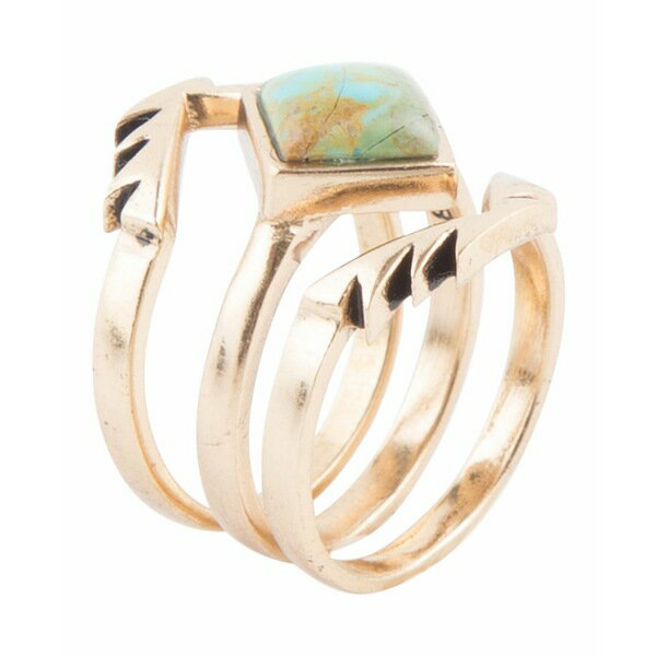 С ǥ  ꡼ Women's Aztec Bronze and Genuine Turquoise Stack Ring Set, 3 Piece Turquoise