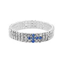 V{XIutFCX fB[X uXbgEoOEANbg ANZT[ Silver-Tone Blue Rhinestone Cross Stretch Bracelet Blue