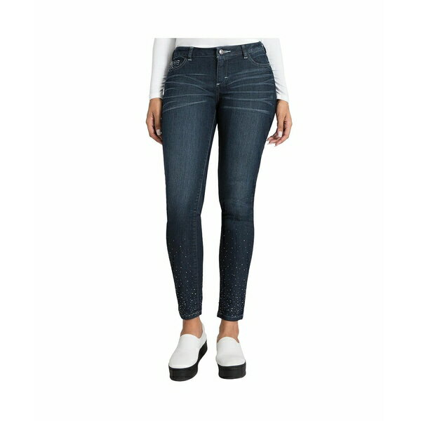 ポエティックジャスティス レディース デニムパンツ ボトムス Women's Curvy Fit Stretch Denim Diamond Embossed Mid-Rise Skinny Jeans Blue sparkling