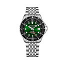 X^[O Y rv ANZT[ 1009 Men's Automatic Dive Watch with Swiss Automatic Movement, Stainless Steel Case, Stainless Steel Beaded Bracelet Bright Green