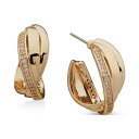 ANC fB[X sAXCO ANZT[ Gold-Tone Medium Pav&eacute; Crossover C-Hoop Earrings, 1.2