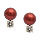 `[^[Nu fB[X sAXCO ANZT[ Gold-Tone Crystal & Colored Imitation Pearl Stud Earrings, Created for Macy's Red