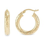 ジャニ ベルニーニ レディース ピアス＆イヤリング アクセサリー Textured Tube Medium Hoop Earrings, 30mm, Created for Macy's Gold Over Silver