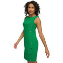 ダナ キャラン ニューヨーク レディース ワンピース トップス Women's Colorblock Button Sleeveless Shift Dress Apple Green