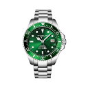 X^[O Y rv ANZT[ Men's Japanese Seiko NH35 Automatic Self Wind Movement Diver Watch, Stainless Steel Bracelet Green