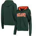 コロシアム レディース パーカー・スウェットシャツ アウター Miami Hurricanes Women's Arched Name Full Zip Hoodie Green