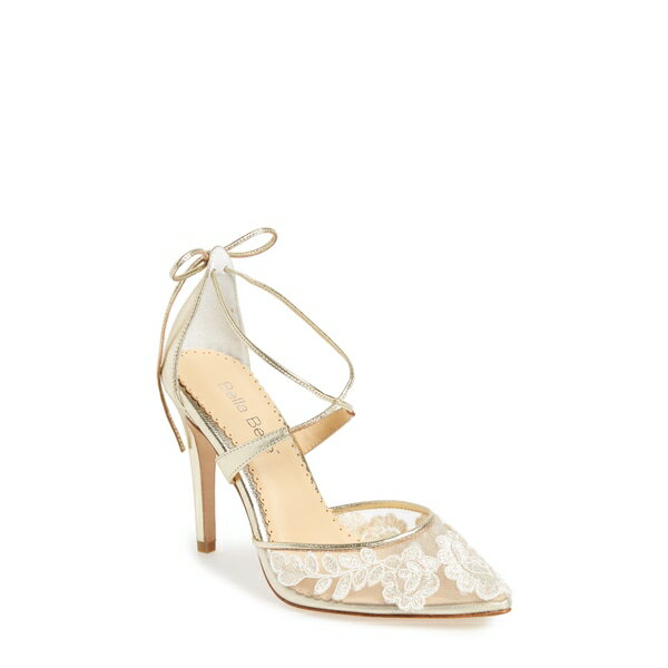 ベラベレ レディース パンプス シューズ Anita Illusion Lace Cross Strap Pump Gold Fabric