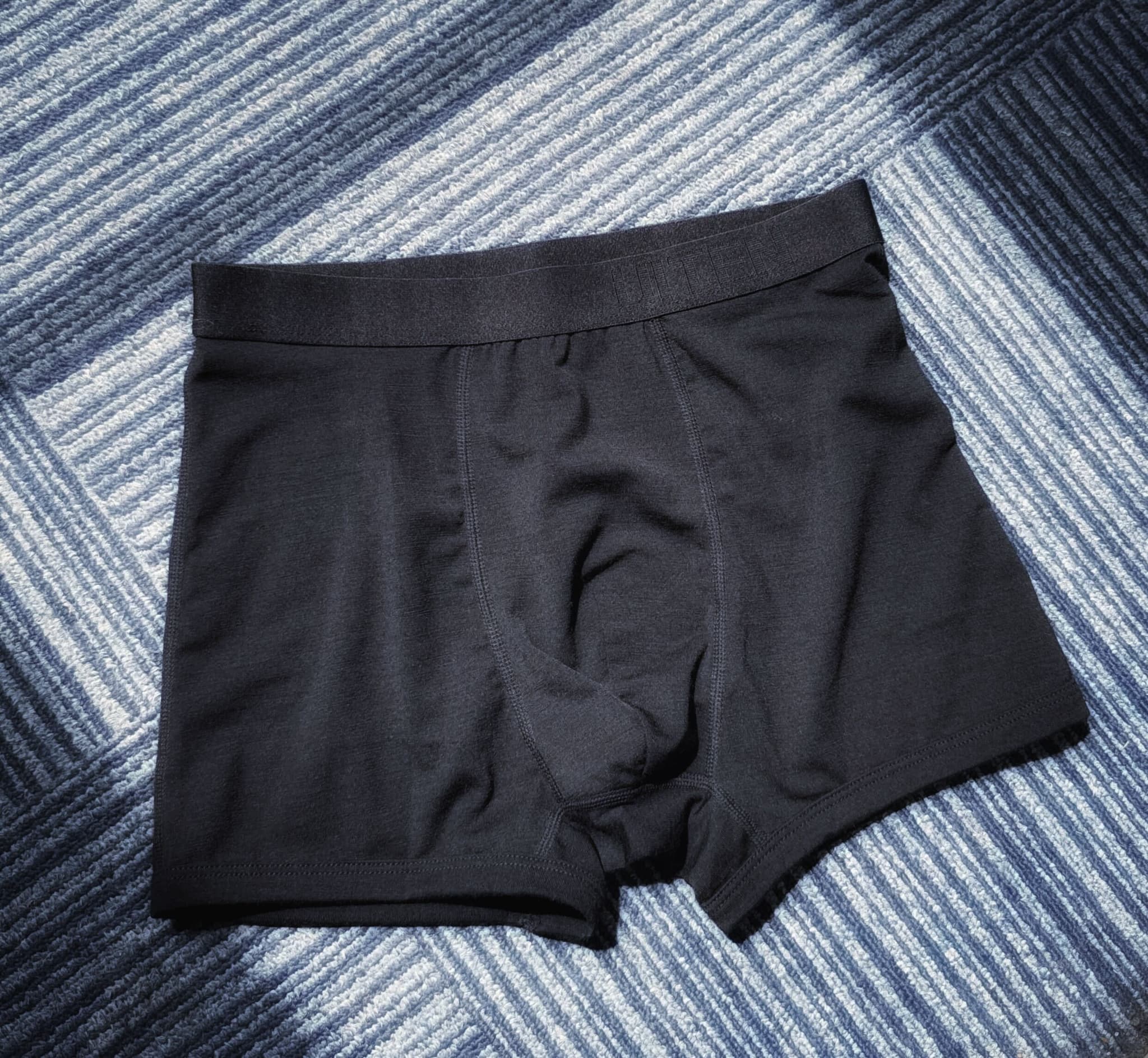 UITEN メンズボクサーパンツ メリノウール 前閉じ 日本サイズS~XL ブラック