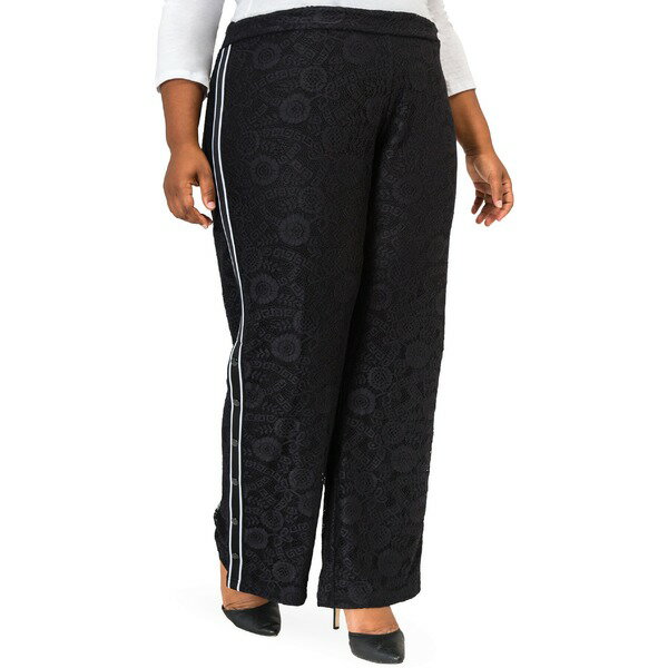 ポエティックジャスティス レディース カジュアルパンツ ボトムス Poetic Justice Cornella High Rise Lace Knit Track Pants (Plus Size) Black