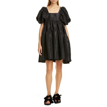 セシリー・バンセン レディース ワンピース トップス Cecilie Bahnsen Ami Velvet Bow Faille Babydoll Minidress Black