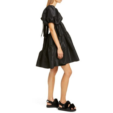 セシリー・バンセン レディース ワンピース トップス Cecilie Bahnsen Ami Velvet Bow Faille Babydoll Minidress Black