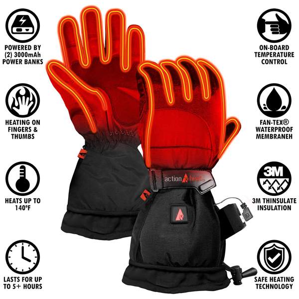 アクションヒート メンズ 手袋 アクセサリー ActionHeat Men's 5V Battery Heated Snow Gloves Black 3