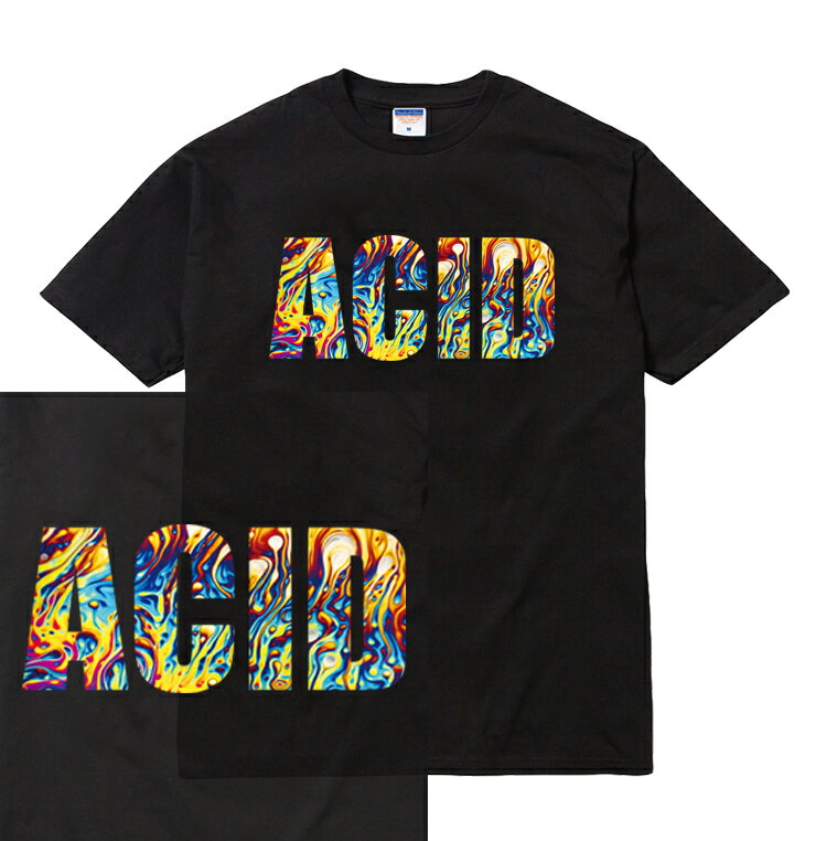 ACID Tシャツ/ メンズ レディース 半袖 超wavy 単語 英語 ロゴ トップス ストリート LSD lsd アシッド acid トリップ trip サイケ サイケデリック psy トランス trance psytrance wavy trap hiphop tee tシャツ