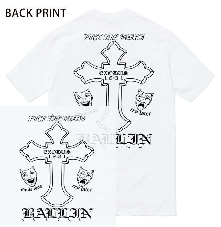 2PAC TATTOO Tシャツ/ メンズ レディース 半袖 ロゴ トップス ストリート 2pac tattoo 入れ墨 刺青 タトゥー 泣き笑い 2フェイス 十字架 クロス smile now cry later ラッパー 西海岸 ウェッサイ rap trap hiphop tee tシャツ