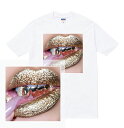 GRILLZ Tシャツ/半袖 レディース メンズ ガンジャ weed ウィード ジョイント 大麻 マリファナ 唇 クチビル リップ rip 過激 グリル grillz 金歯 金 セクシー sexy 女性 写真 フォトtシャツ photo tee tシャツ