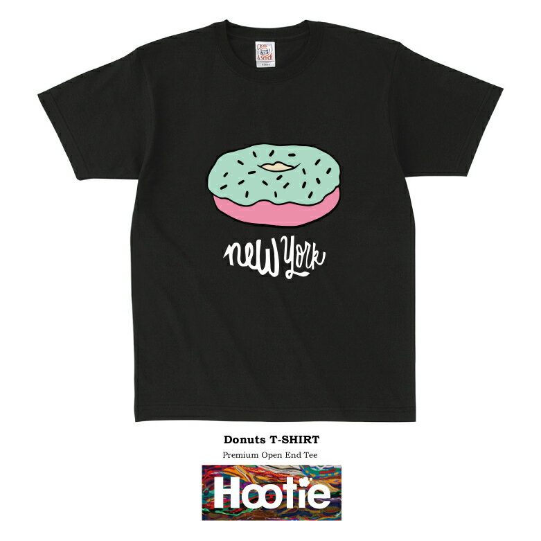 Donuts Tシャツ 半袖 レディース メンズ　ユニセックス ストリート ブランド 定番 人気 NEW YORK リングドーナツ ドーナツ スイーツ お菓子 ケーキ 甘党 90年代 90's old school オールドスクール ファッション DANCE MUSIC ダンサー お揃い ペアルック DOPE THUG STREET