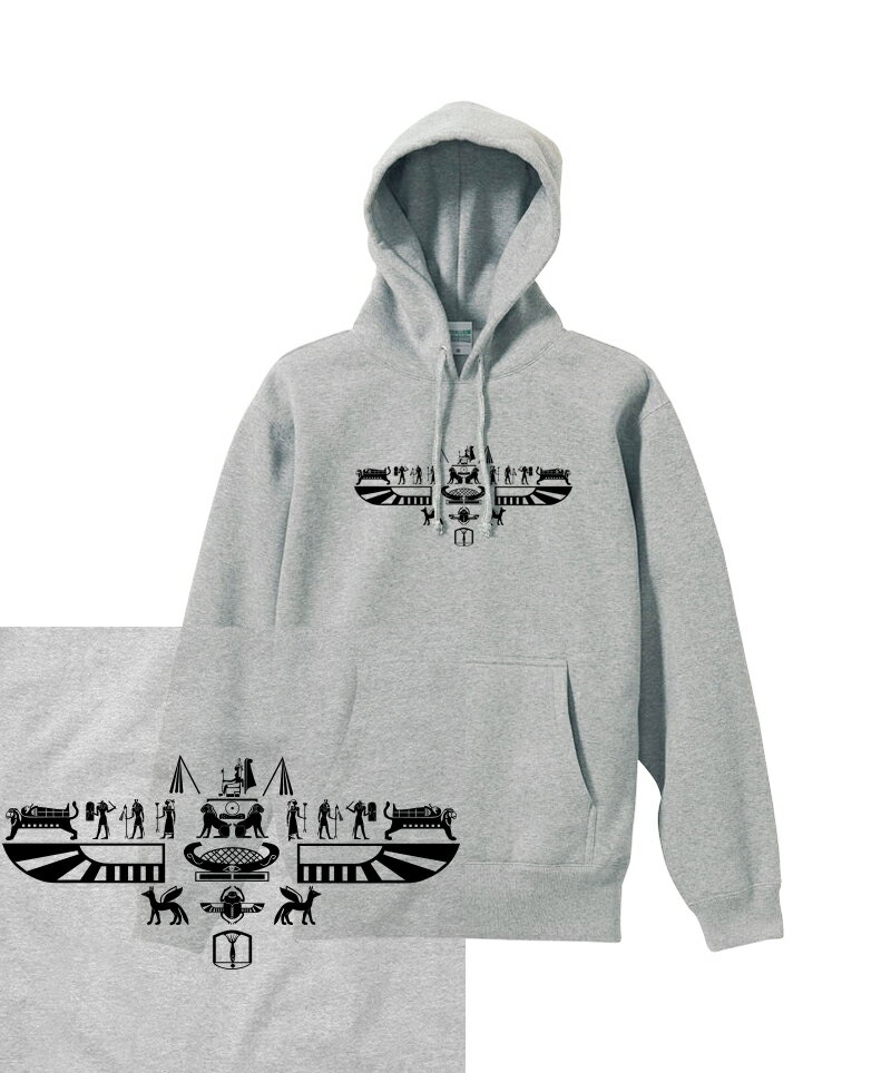 EGYPT HOODIE 12oz エジプト 象形文字 古代文明 壁画 メソポタミア ファラオ スフィンクス ホルスの目 流行 人気 ヘビーウェイト ヘヴィー 厚手 スウェット フーディ パーカー 裏起毛 トップス ロゴ メンズ レディース