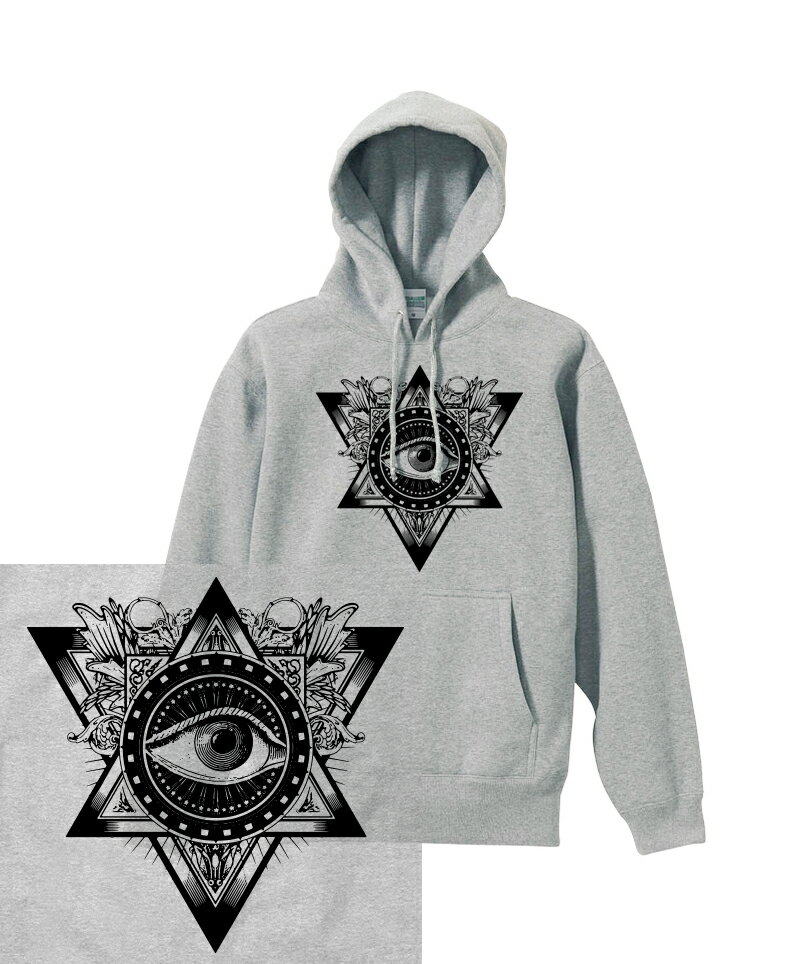 ILLUMINATI HOODIE 12oz イルミナティ フリーメーソン freemason 秘密結社 アンビグラム ピラミッド 三角形 目玉 真実の目 プロビデンスの目 秘密結社 陰謀論 ヘビーウェイト ヘヴィー 厚手 スウェット フーディ パーカー 裏起毛 トップス ロゴ メンズ レディース