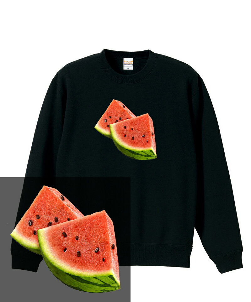 WATER MELON SWEATSHIRT スイカ すいか ウォーターメロン 果物 果実 フルーツ 果汁 野菜 夏 プリント かわいい おしゃれ 人気 ストリート 流行 トレーナー スウェット メンズ レディース hiphop ストリート ブランド クルーネック スウェット