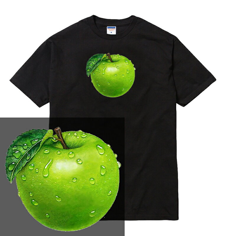 GREEN APPLE tシャツ 青りんご リンゴ 林檎 グリーンアップル フルーツ 果物 野菜 イラスト 写真 メンズ レディース ブランド tee Tシャツ