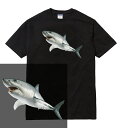 SHARK teeシャツ/三色展開 半袖 サメ 鮫 シャーク ホオジロザメ 動物 魚 海水魚 fish フィッシュ プリント デザイン グラフィック tee ..