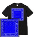 BANDANA Tシャツ バンダナ ペイズリー 柄 青 ブルー blue ギャング crips クリップス チカーノ sureno 13 西海岸 ウェッサイ hiphop ローライダー gangsta lowrider 人気 プリント デザイン グラフィック ストリート メンズ レディース 半袖 tee tシャツ