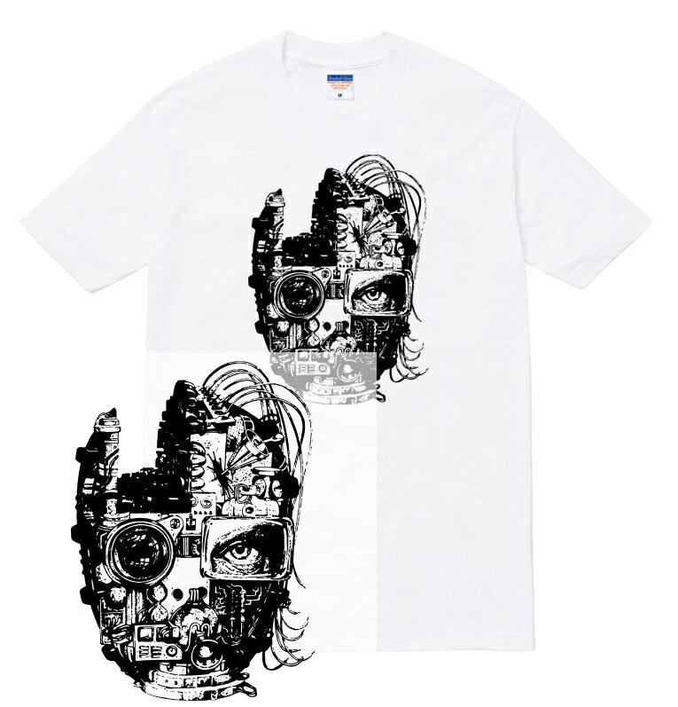 CYBORG HEAD Tシャツ サイボーグ 改造人間 人体改造 ホラー サイバーパンク ゴシック ゴス サイバー パンク SF サイエンスフィクション フォト 人気 プリント デザイン グラフィック ストリート メンズ レディース 半袖 tee tシャツ