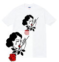 ROSE LADY Tシャツ 半袖 ROSE HAND SWEATSHIRT 刺青 入れ墨 tattoo 女 女性 バラ 薔薇 涙 ギャング アート 落書き 人気 ストリート 流行 メンズ レディース ダンス 衣装 HIPHOP ストリート ブランド tee Tシャツ