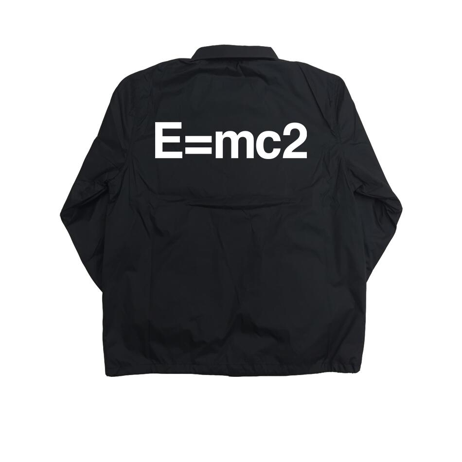 E=mc2 jkt アインシュタイン 特殊相対性理論 方程式 等速直線運動 物理学 数式 千空 ロゴ おしゃれ 人気 プリント デザイン グラフィック ストリート メンズ レディース アウター ジャンパー ブルゾン コーチジャケット　ダンス　ブレイクダンス